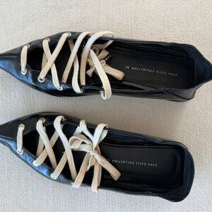 Zara genuine leather pointy toe ballet flats